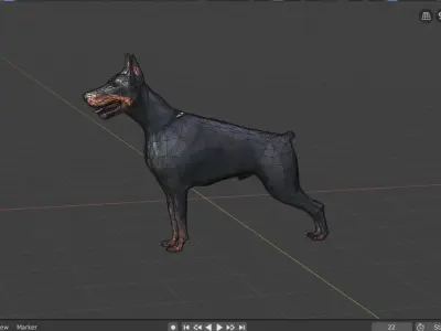 low poly dog doberman Low-poly 3D model