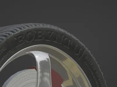 Car tire - V shaped tread Low-poly 3D model
