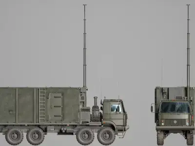 Ural-5323 S-400 Command Center PBU 55K6E Low-poly 3D model