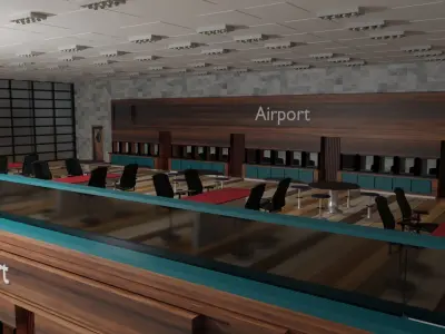 Airport Departures Lounge Low-poly 3D model