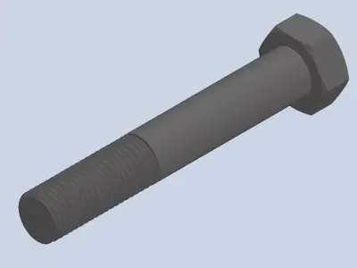 Bolt Partial Thread Hexagonal Head M24x150mm 3D model