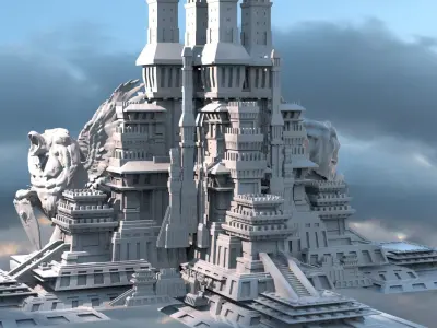 Ancient Lion Tower 1 3D model