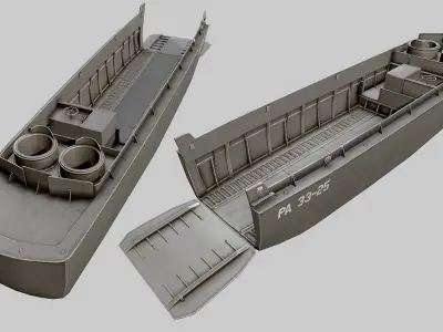 LCVP Landing Craft PBR Low-poly 3D model