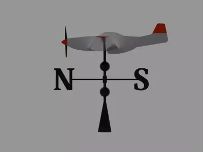 P51 Inspired Weather Vane Low-poly 3D model