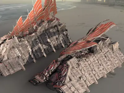 Hutt Desert Sail Barge carrier 2 designs 3D model