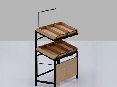 Stall model food display rack - wood Low-poly 3D model
