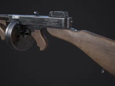 Thompson M1928A1 Submachine Gun Low-poly 3D model