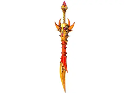 Lowpoly Demonic Sword Skull on Hilt Vector Style Low-poly 3D model
