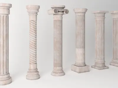 Antique Column Pack - 6 Pieces 3D Model Collection