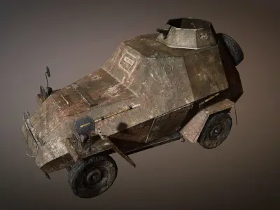 BA-64 Lowpoly armored car-Game ready Low-poly 3D model