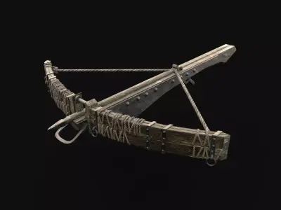 CROSSBOW GENERIC MEDIEVAL WEAPON ORC BALLISTA HUNTER BOLT Low-poly 3D model
