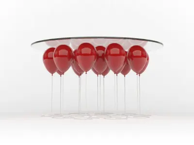 Balloon glass table with balloons Free 3D model