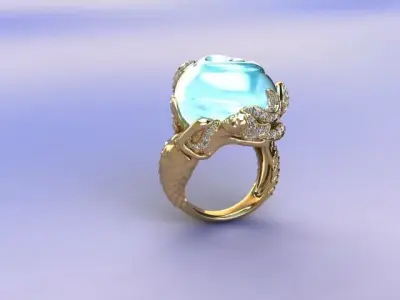 Ring Mermaid in Magerit style Free 3D print model