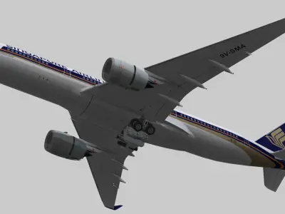 Airbus A350-900 XWB Singapore Airlines Low-poly 3D model