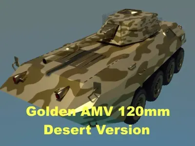 Golden AMV Armored Mortar Vehicle Desert Version Low-poly 3D model