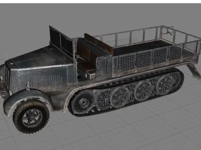 SdKfz7 Sonderkraftfahrzeug7 - ww2 Germany Half-track - 3D model