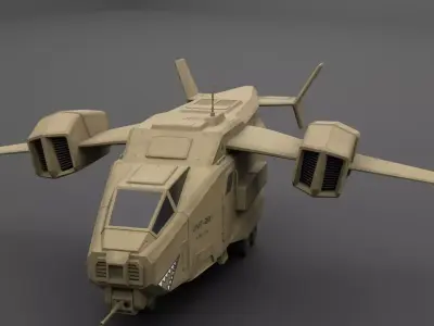 Drop Ship Sci-fi Aircraft Low-poly 3D model