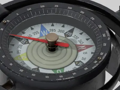 Aviation Compass by Carl Bamberg Low-poly 3D model