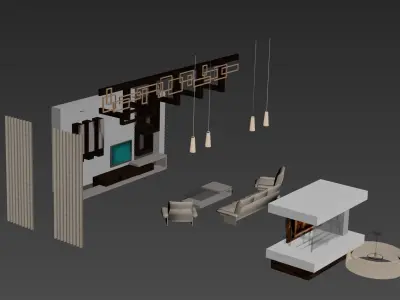 MULTIPLE LIVING ROOM SCENE AND ELEMENTS Free 3D model