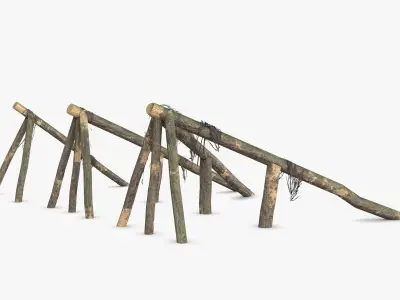 Log Ramps Obstacles WWII Low-poly 3D model