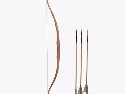 Bow and arrow Low-poly 3D model