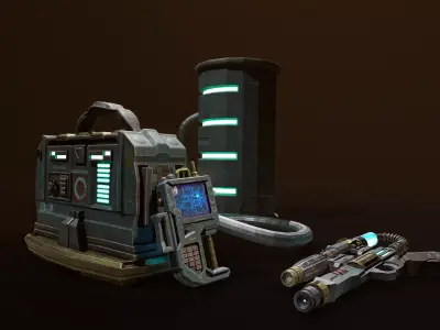 Game Ready SciFi Props Pack Low-poly 3D model