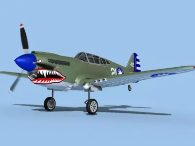 Curtiss P-40F Tomahawk V14 China 3D model
