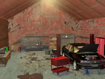 Garage with Toyota Chaser Free 3D model