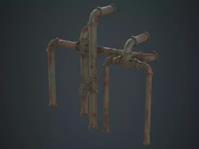Industrial Pipes 2C Low-poly 3D model