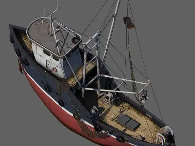 Fishing Boat 2 Low-poly 3D model