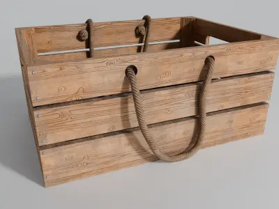 Wooden fruit box Free low-poly 3D model