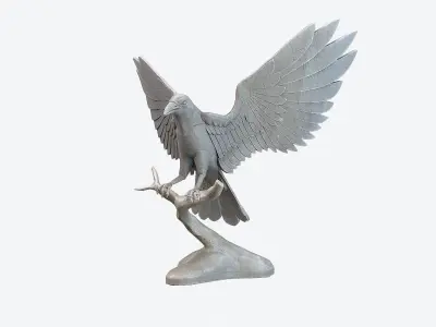 Raven Sculpture Low-poly 3D model