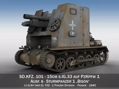 Sturmpanzer1 - Bison - 1 PzDiv 3D model