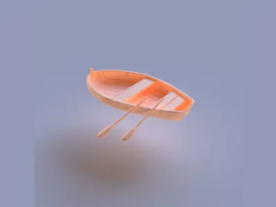 Wooden boat Low-poly 3D model