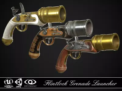 Flintlock Grenade Launcher 01 - 3 skins 3D Model Collection