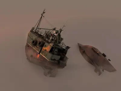 Fishing broken Trawler  3D model