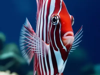 Red and White Striped Fish 3D Marine Animal Flowing Fins Ocean Low-poly 3D model