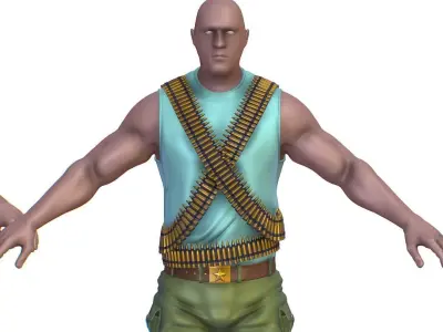 High Poly Subdivision Man Old USSR Soldier Low-poly 3D model