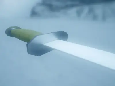 Low-Poly Knife in snow Free low-poly 3D model