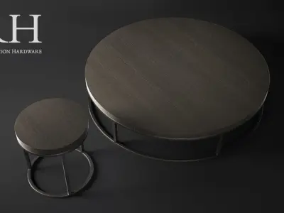 RH Nicholas Round Side and Coffee Modern Tables Free 3D model