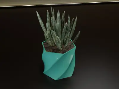 Twist pot flower plant 3D print model