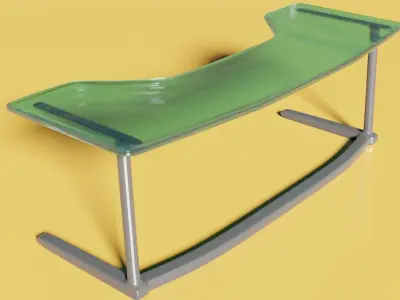 Glass Computer Desk Free low-poly 3D model