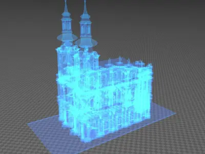 Barocco church - exterior interior 3D model