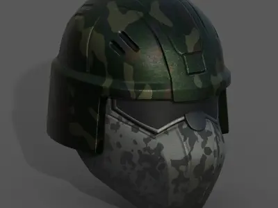 Helmet scifi military combat 3d futuristic technology space  Low-poly 3D model