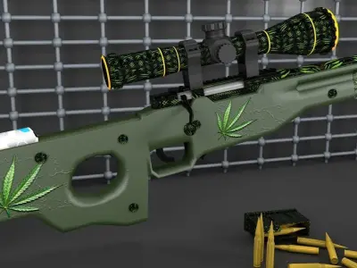 AWP model rifle with stripes Free 3D model