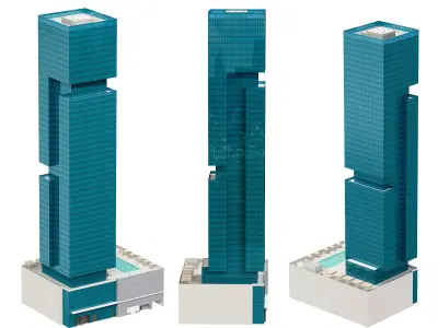 The First Hotel glass skyscraper at Jumeirah Village Circle 3D model