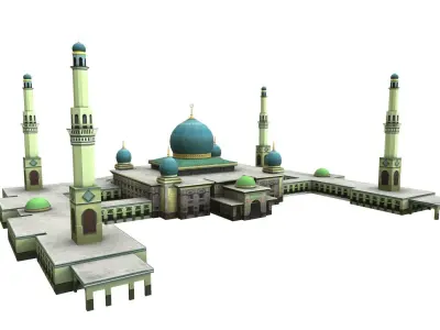 mesjid agung pekanbaru - mosque pekanbaru Low-poly 3D model