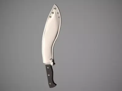 Knife Sawback Kukri with Sheath Low-poly 3D model