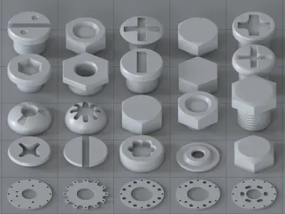 Hard Surface Kitbash Part 01 - Subdiv Ready Free 3D model