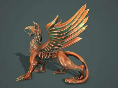 Statue griffon Low-poly 3D model